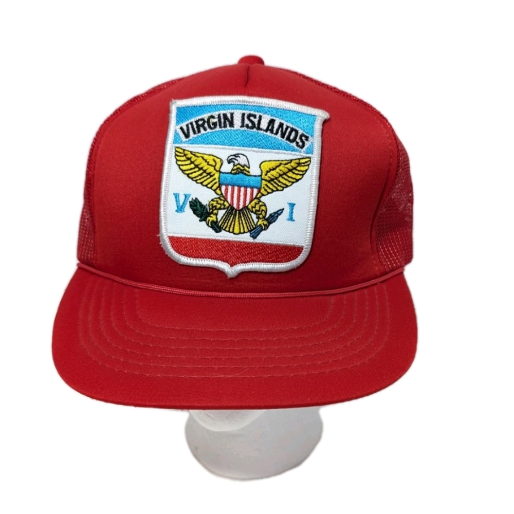 Vintage Snapback Trucker Hat Vacation Souvenir Virgin Islands foam mesh